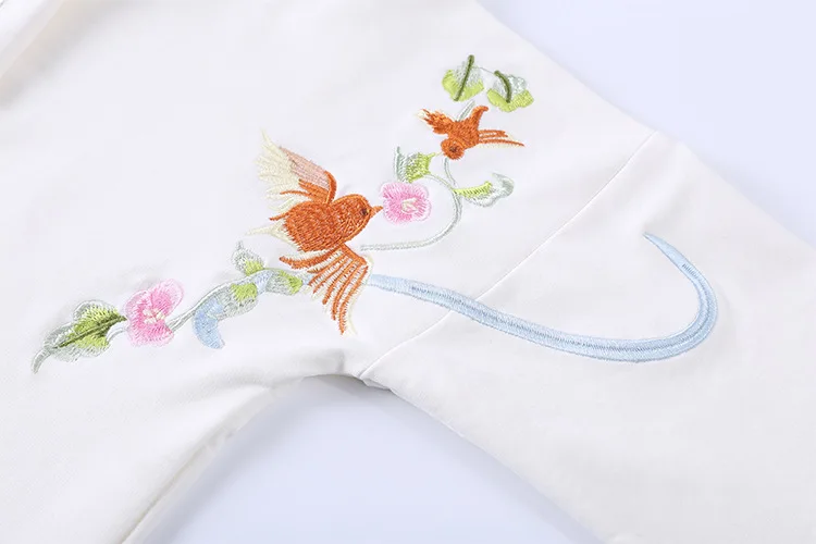Китайский стиль, женская крутая свободная толстовка с капюшоном, Весенняя рубашка с длинным рукавом и цветочной вышивкой, топы, футболки черного и белого цвета