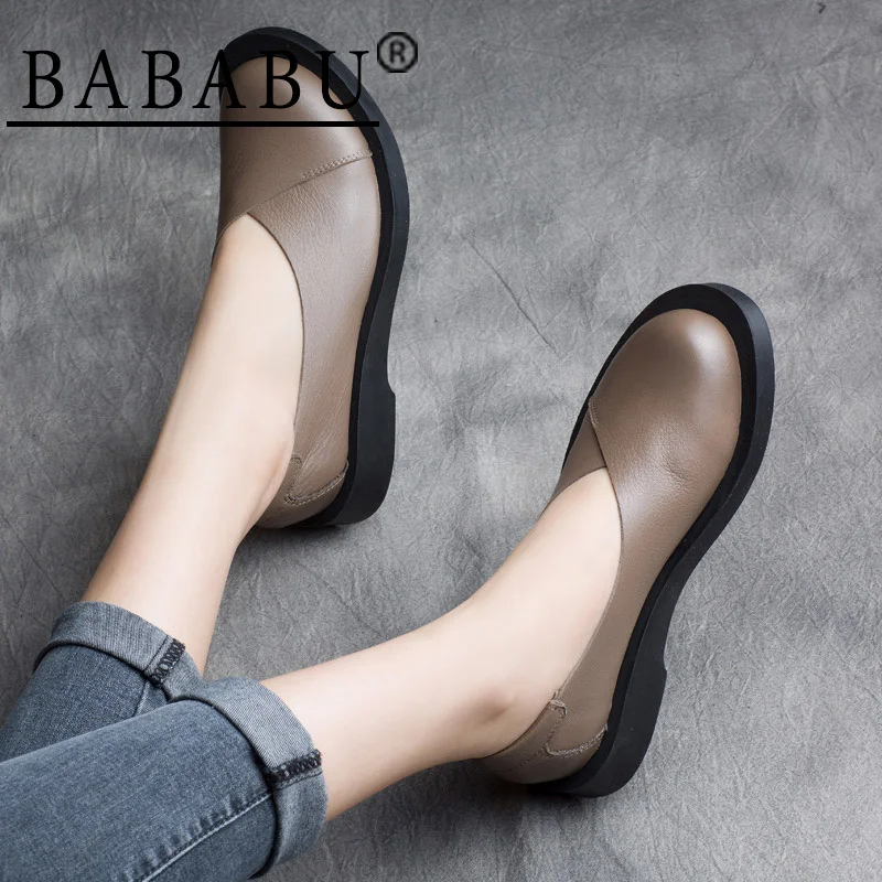 

2019 spring new Mori girl handsome retro leather set foot flat set foot low heel single shoes British wind women's shoes