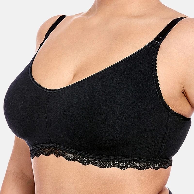 Womens Thin Cotton Breathable Wirefree Sports Bra Comfortable Plus Size Outdoor Jogging Bras Solid Color Physical Exercise Bra5