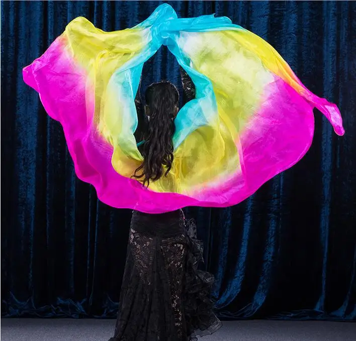 scarf belly dance veil velo danza del vientre shawl for belly dancing silk  vei scarf bellydance Gradient Rainbow Adults veil - AliExpress