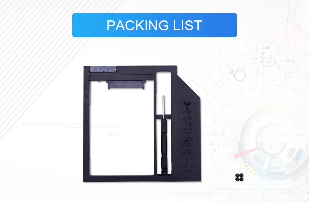 CHIPAL пластик 2nd Second HDD Caddy 9,5 мм 9 мм SATA 3,0 Optibay 2,5 ''SSD DVD жесткий диск драйвер CD-ROM чехол адаптер Корпус