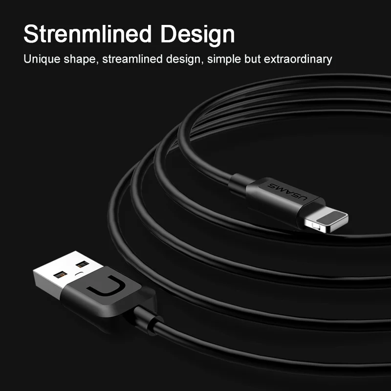 USAMS Light to usb кабель для передачи данных 2A быстрой зарядки освещения к USB iPhone x 8 7 6s 5S