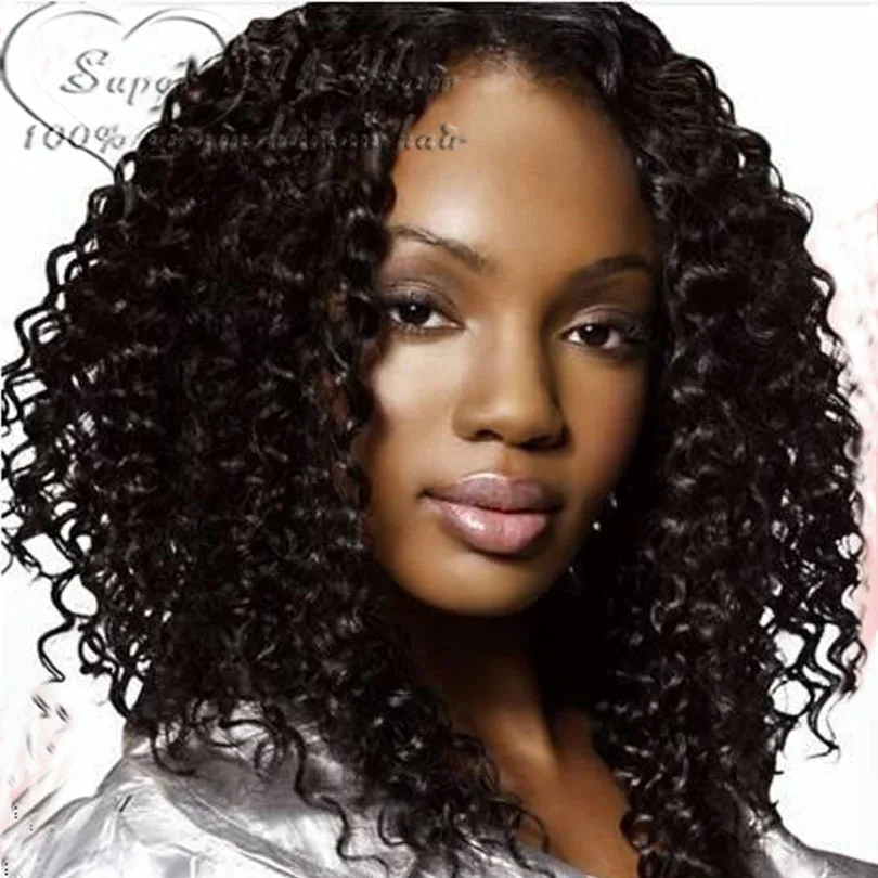 Cheap Glueless Full Lace Front Wigs Human Rem Short Kinky Curly Wigs
