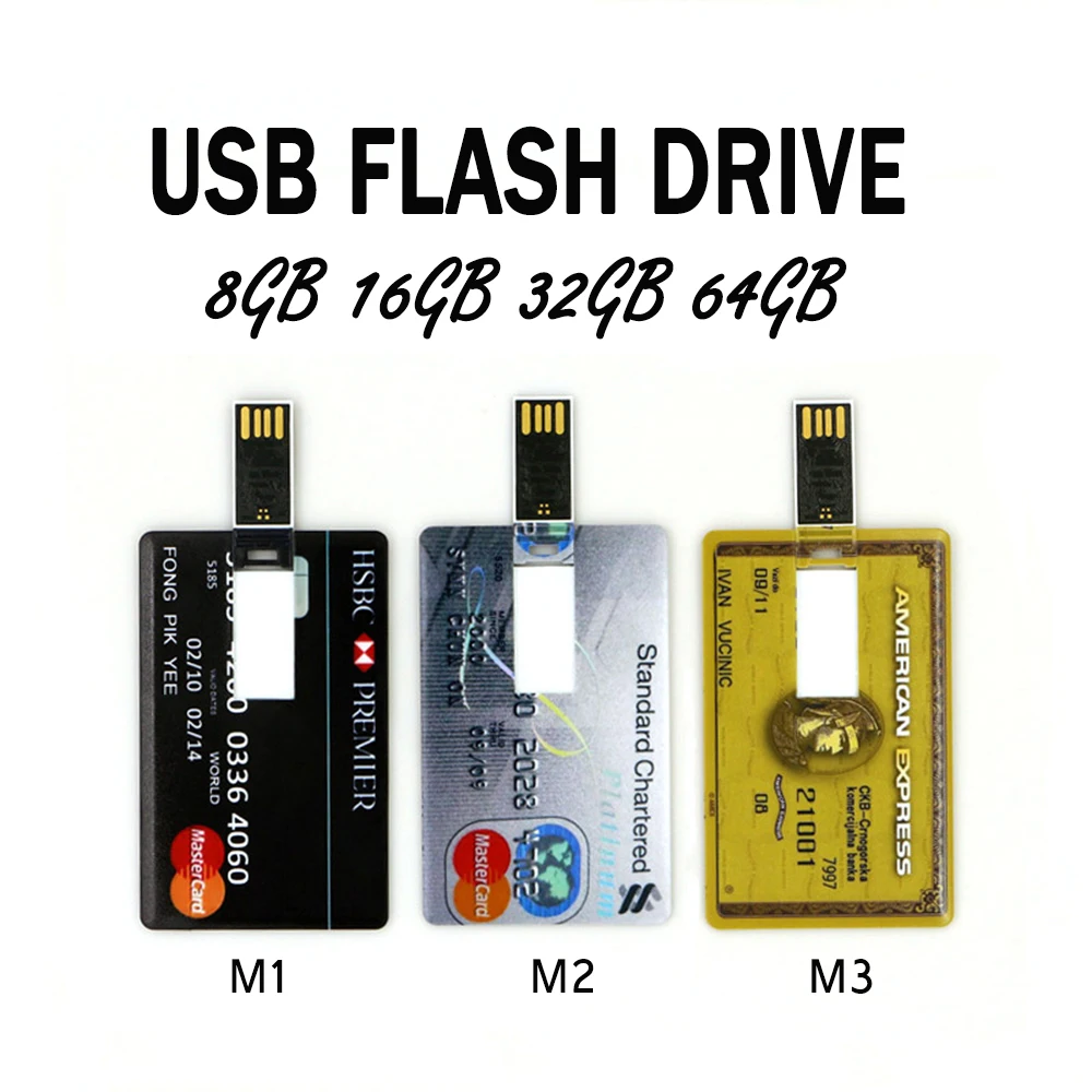 New Bank card usb Stick 32GB pendrive usb flash drive 4GB 8Gb 16GB 64GB 128GB pen drive Memory Drive Stick free shipping