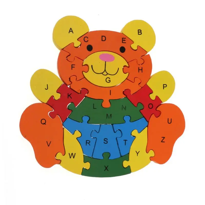 Английские буквы монтессори игрушка головоломка деревянные строительные детские игрушки-пазлы подарок для детей обучающая развивающая игрушка-головоломка - Цвет: Bear