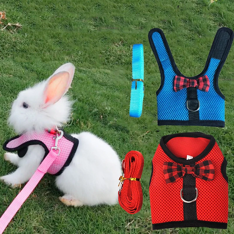 Small Animal Pet Mesh leash Harnesses Cute Accessories Rabbit Leash ...