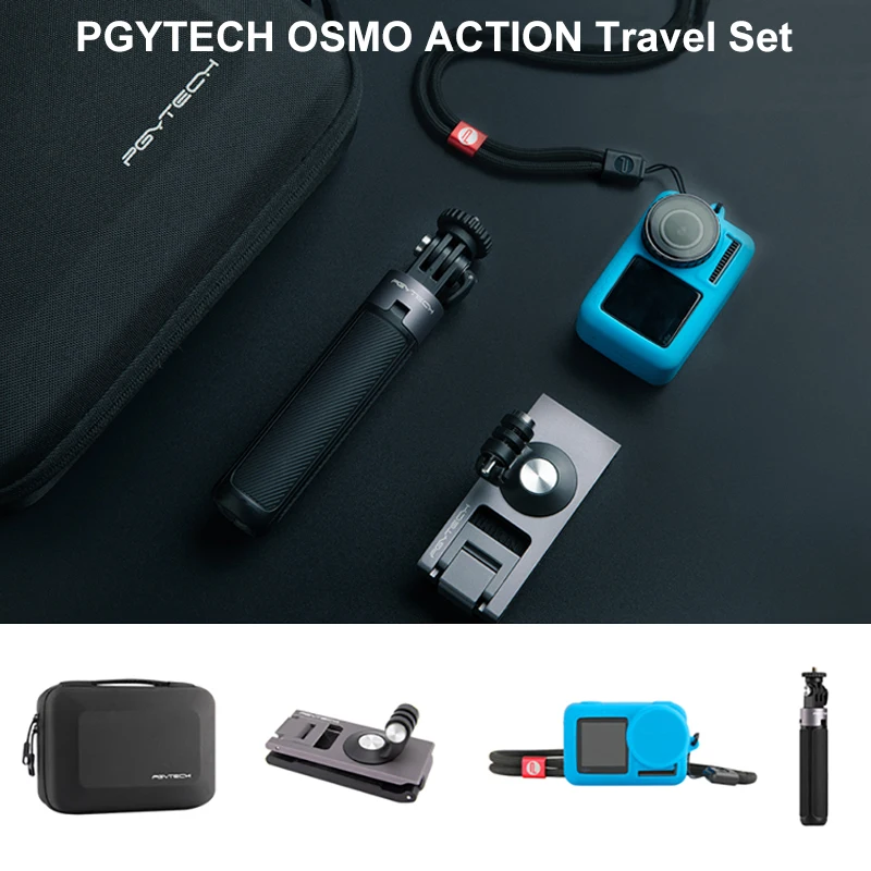 PGYTECH OSMO Набор для путешествий, чехол для переноски+ зажим для рюкзака+ силиконовый чехол+ Штатив для селфи, аксессуары для DJI OSMO