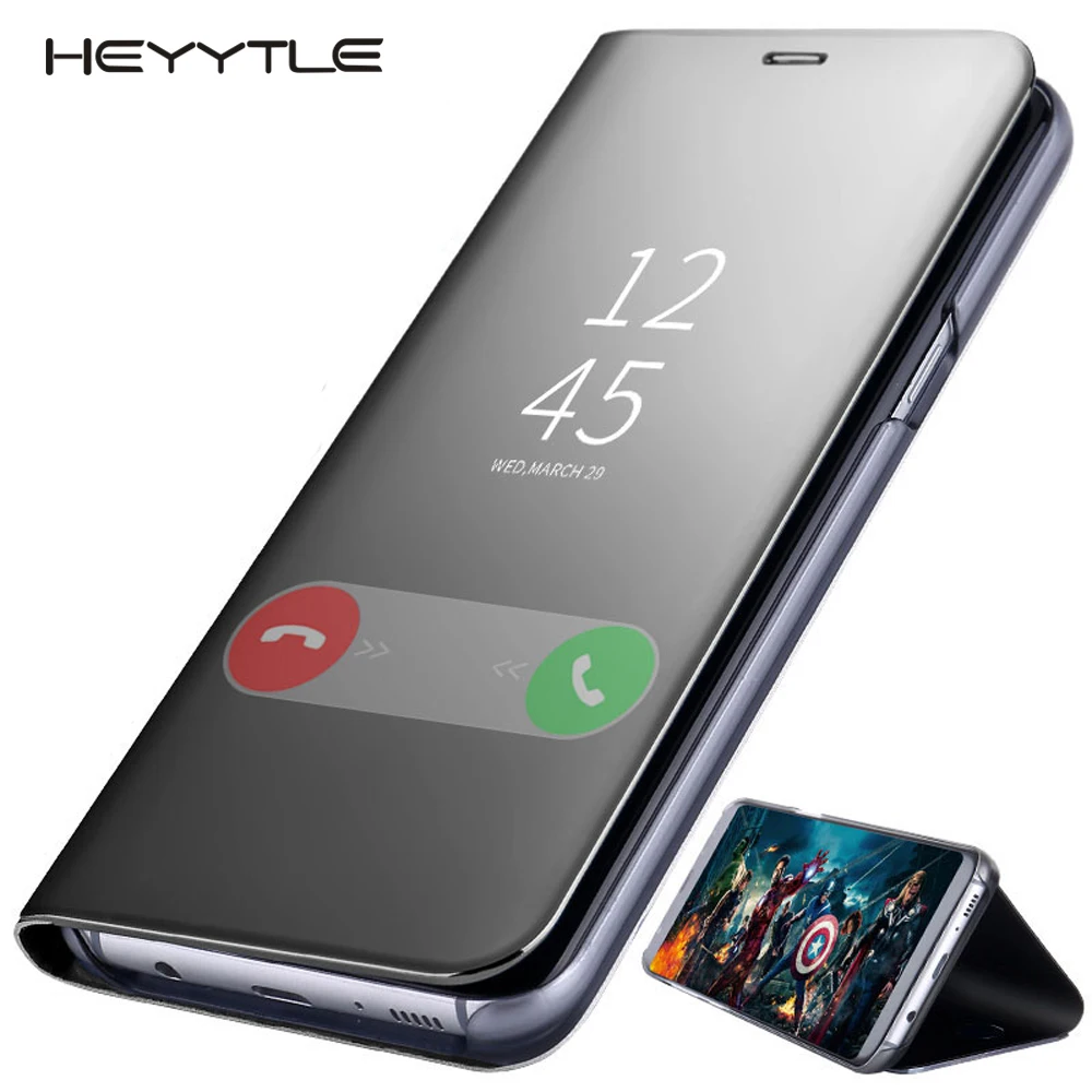 

Heyytle Clear View Smart Mirror Phone Case For Samsung S9 S8 S7 S6 Edge Plus Case For Galaxy Note 5 8 J3 J5 J7 A3 A5 A7 A8 2017