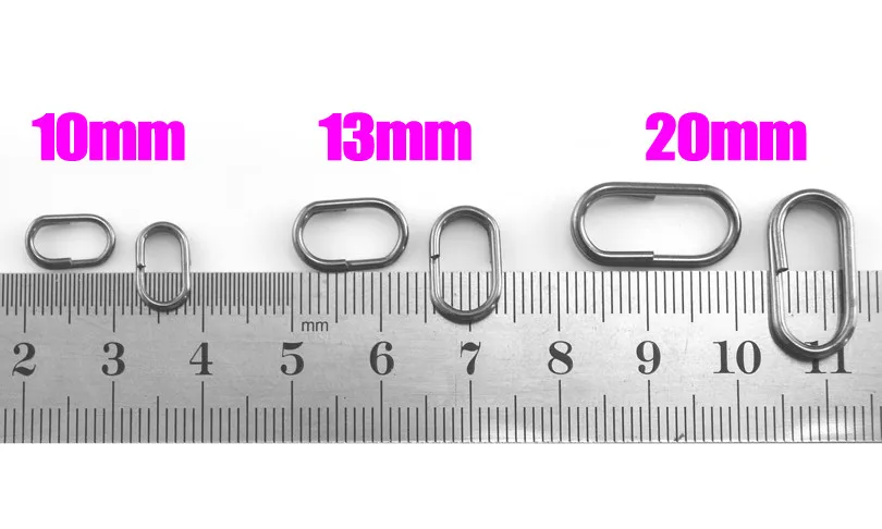 MNFT 200 шт. овальные раздельные кольца из нержавеющей стали для приманки, жесткая приманка, рыболовное кольцо, свинцовые зажимы, Инструменты 10 мм 13 мм 15 мм 20 мм