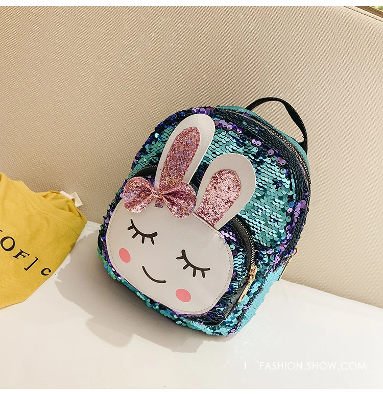 Милый детский рюкзак с кроликом, яркий блеск, блестка, сумка для девочек, сумка на плечи, женский рюкзак для детского сада, подростковые школьные сумки