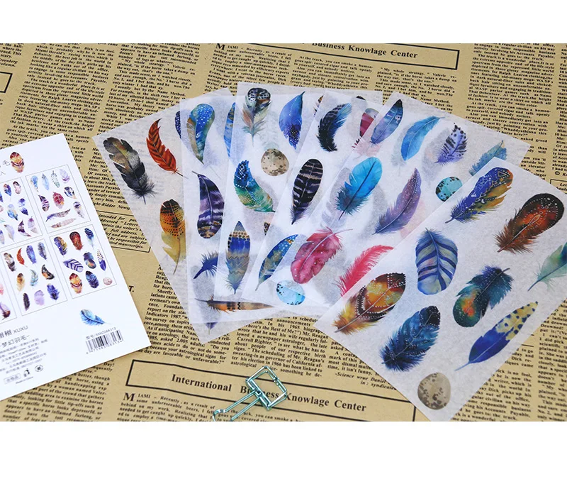 6 листов/упаковка Kawaii канцелярские наклейки милые перьевые наклейки милые бумажные наклейки для детей DIY дневник в стиле Скрапбукинг фото абlums