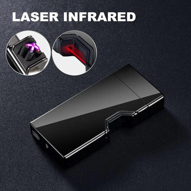 

Laser Infrared Ignition USB Electronic Lighter Dual Arc Cigarette Lighter Rechargeable Gadgets For Men Gifts Free Laser Logo DIY