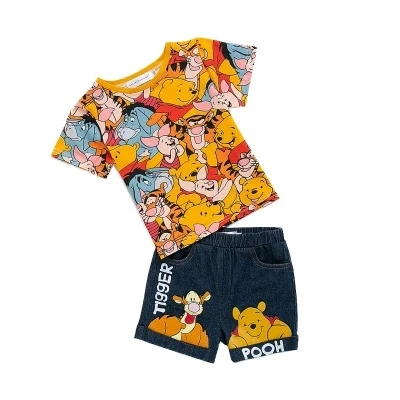 

2019 Summer Clothing Baby Girls Cartoon T Shirts Sets Boys T Shirt Set Kids Girls Tops Summer Children T Shirts Cotton Suits