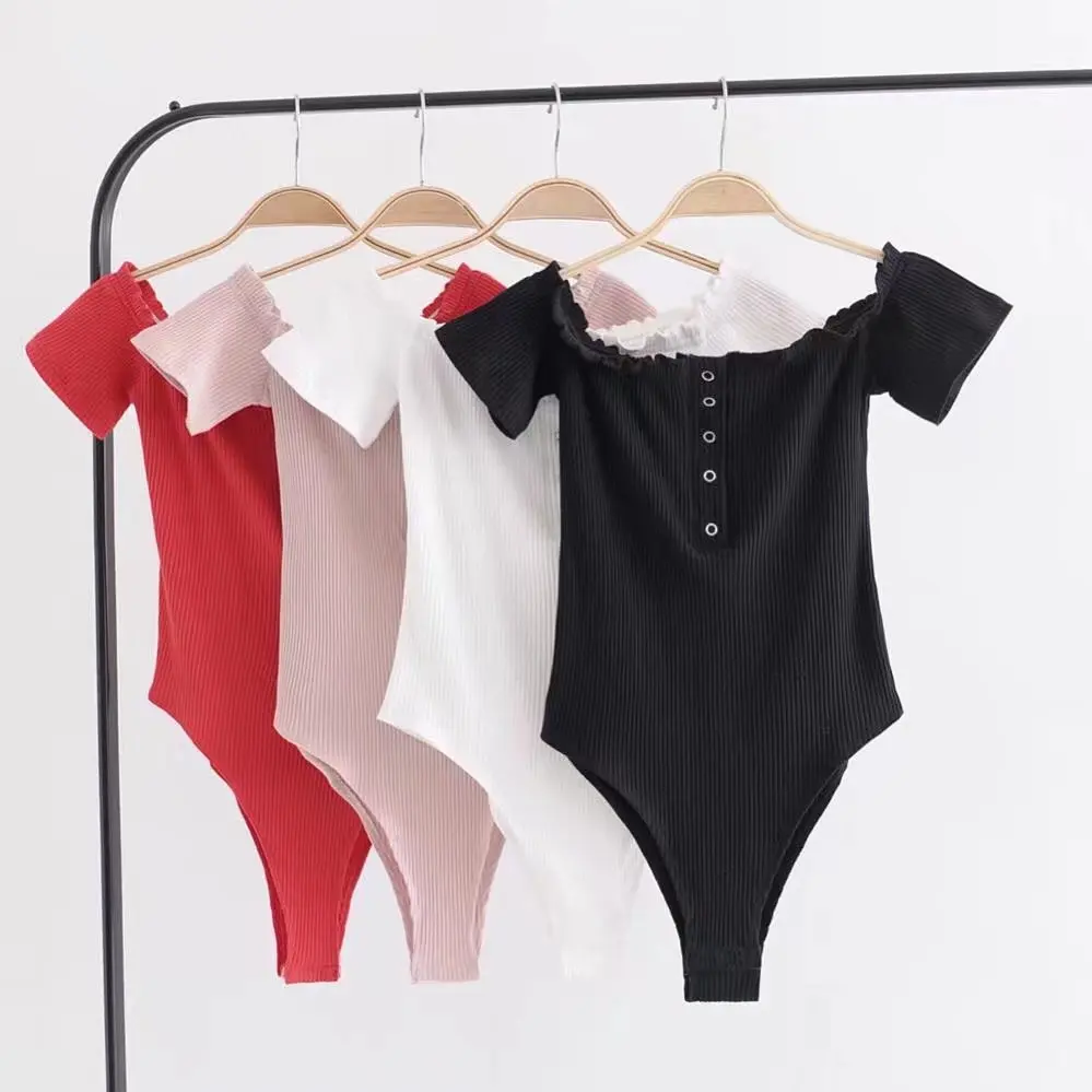 Jellpe Women's Short Sleeves Off Shoulder Stretchy Bodysuit Bodycon Tops Slash Neck Sexy Bodysuits Women Overalls Jumpsuits Jellpe Women's Short Sleeves Off Shoulder Stretchy Bodysuit Bodycon Tops Slash Neck Sexy Bodysuits Women Overalls Jumpsuits