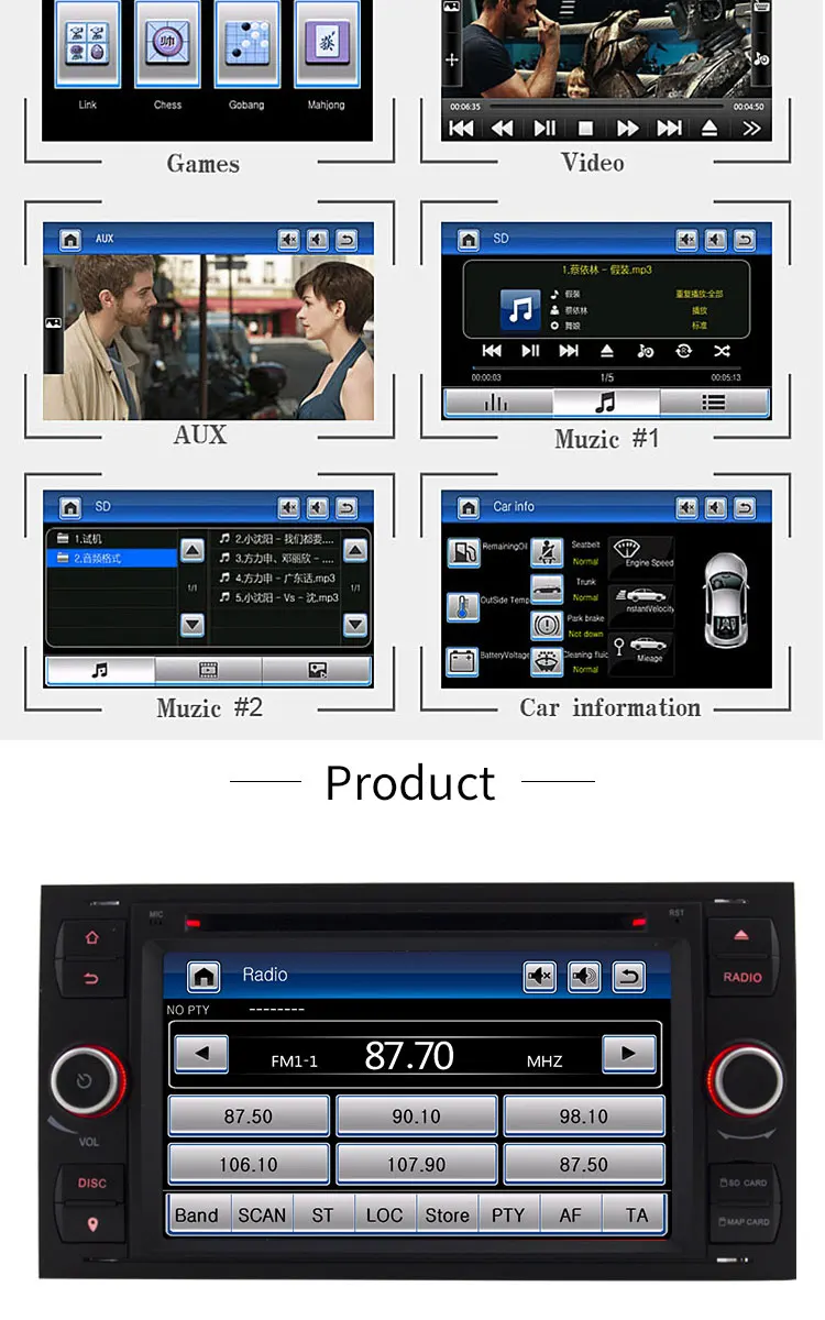 Best TOPBSNA Car multimedia Player For Ford Mondeo S-max Focus C-MAX Galaxy Fiesta transit Fusion Connect kuga 2 din Car Radio Stereo 7