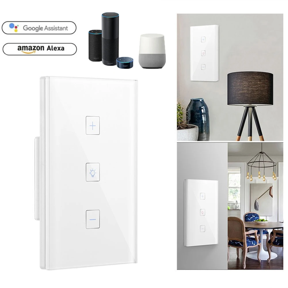

EU/UK/US Smart Dimmer Wireless Switch Touch panel 1 Gang Work with Alexa /Google Home/ IFTTT Remote Control by Intelligent Life