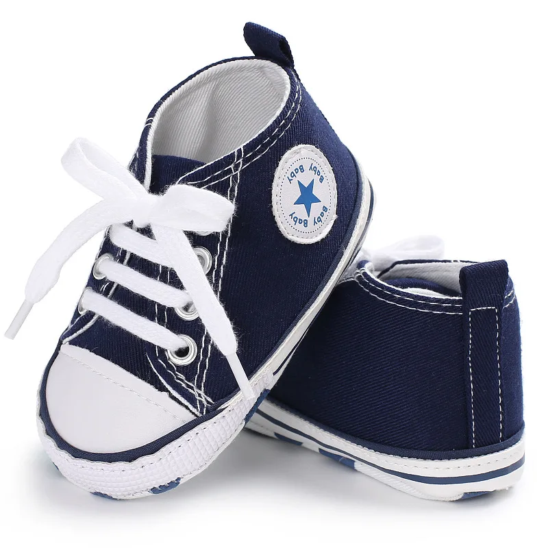 

2018 Spring Autumn Canvas Toddler Baby Shoes Girls Boys First Walkers Bebe Baby SneakersLace Newborn Baby Moccasins Crib Shoes