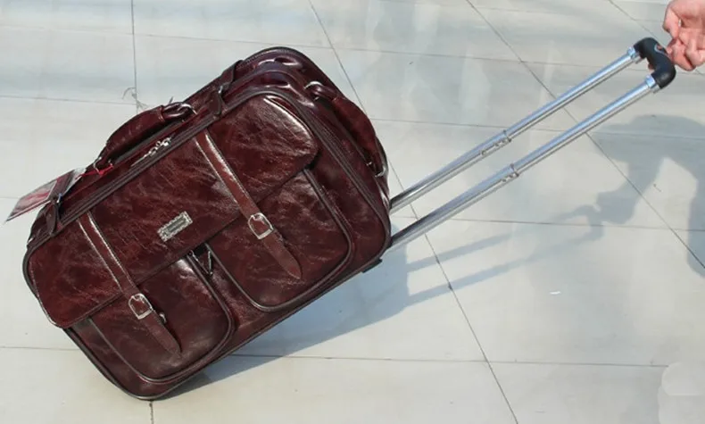 Чехол на колесиках высокого качества, чехол для чемодана из искусственной кожи, винтажный чемодан, коричневая кожаная сумка