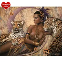 New Modern DIY Digital Oil Painting by Numbers Beauty Leopard Frame Abstract Picture Wall Art Canvas Animal Room Home Decoracion