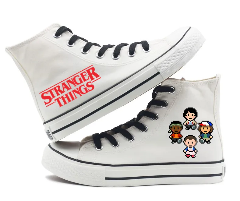 

Stranger things Montauk eleven 11 Mike Canvas Shoes High top Flat Sneakers Shoes Women Casual Printing Shoes Leisure Shoes