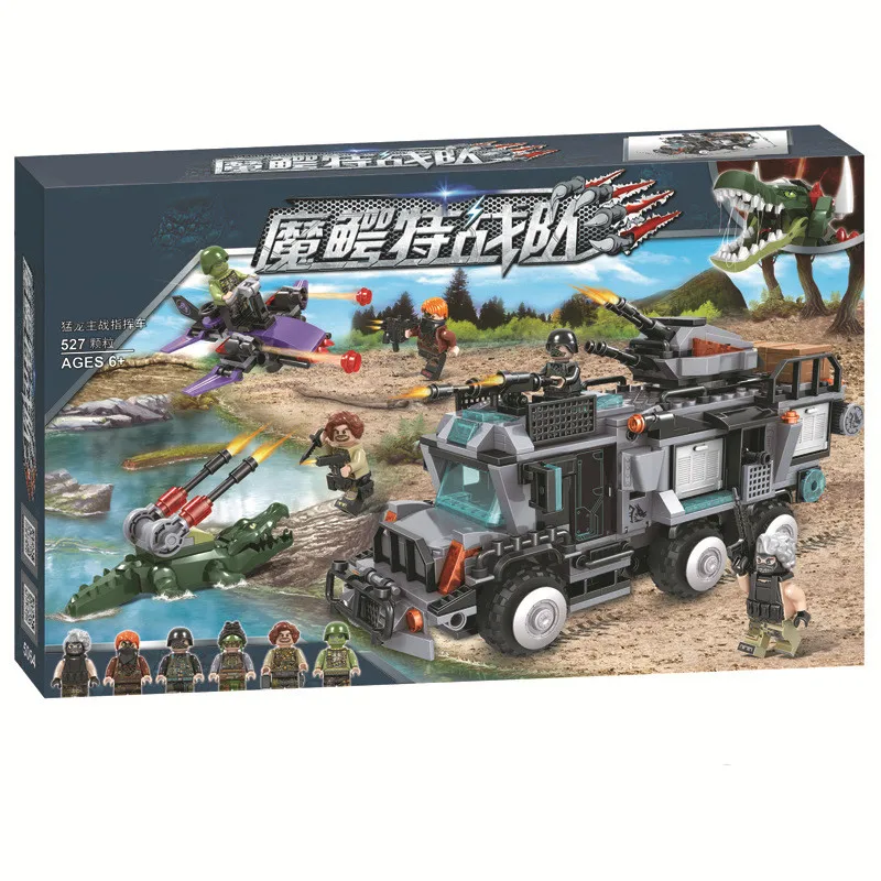 

2019 Military Soldier Crocodile Special Team Command Vehicle Building Blocks Bricks Toys For Children Compatible With Lego