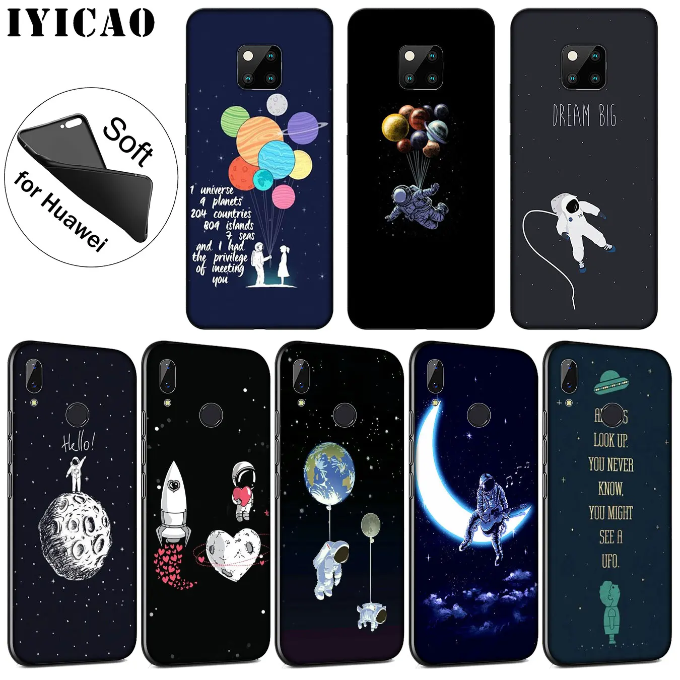 IYICAO Cosmonaut Planets Cosmos Stars лучший мягкий чехол для Huawei Mate 30 20 10 Pro Nova 5I 5T 5 4 4E 3i 3 2i Lite Smart |