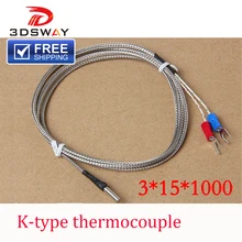 3DSWAY 3D Printer Accessories 5pcs/lot K Type Thermocouple 3D Printer Fitting Temperature Sensor 3*15*1000 for RAMPS 1.4 Prusa 3DSWAY 3D Printer Accessories 5pcs/lot K Type Thermocouple 3D Printer Fitting Temperature Sensor 3*15*1000 for RAMPS 1.4 Prusa