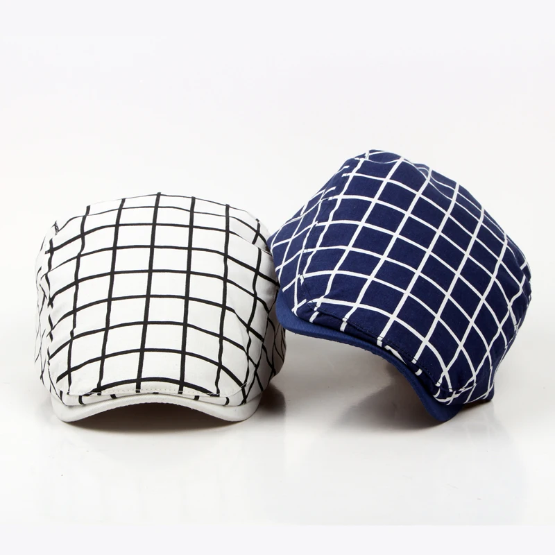 spring summer artist plaid berets hat gorras planas duckbill boina feminina flat sun hat vintage newsboy hat peaked cap bone men white beret men