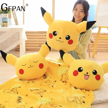 

High Quality 1pc 45cm Pikachu Plush Toys Blanket Cute Stuffed Animal Dolls Warming Hand Movie& TV Doll Christmas Gift For Kids