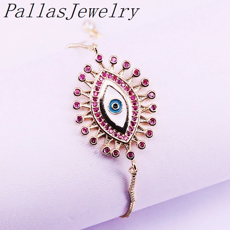 10 шт модный микро-паве CZ Циркон глаз Шарм соединитель браслет скользящая цепь Ювелирный Браслет