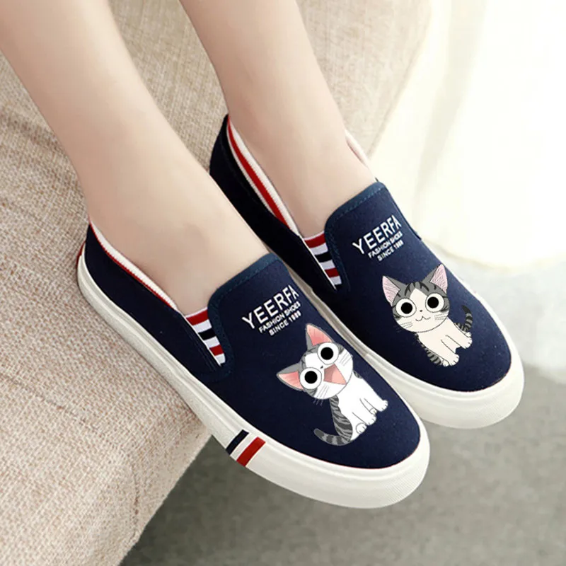 

New Graffiti white canvas sneakers Hard-Wearing summer flat casual shoes women Light Slip-On women vulcanize shoes 2018 DLD919