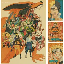 Винтаж Ретро аниме постер аниме постеры Uzumaki постер Naruto Luffy Wanted цельный Бар Кафе домашний декор наклейка на стену