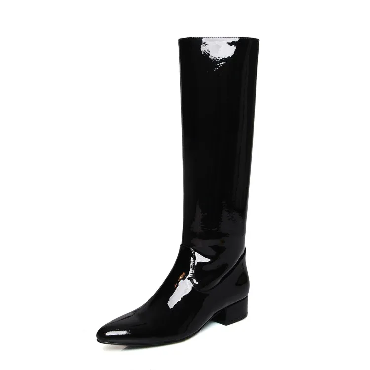 black knee high boots with kitten heel
