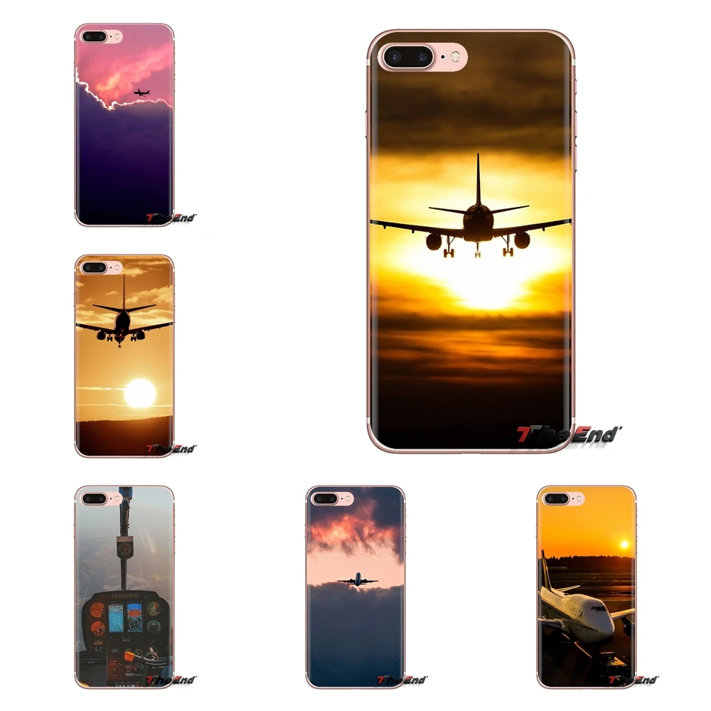 Plane With Sunset Glow Theme TPU Transparent Cover Bag For Samsung Galaxy J1 J2 J3 J4 J5 J6 J7 J8 Plus 2018 Prime 2015 2016 2017 |