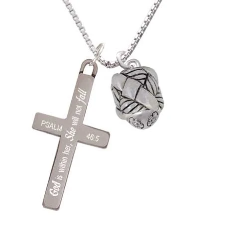 Antiqued Woven Rope Spinner - She will not Fall - Cross Necklace (1)