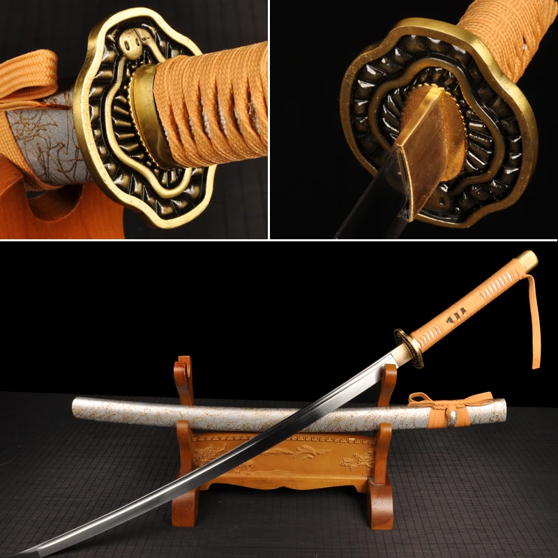 

Japanese Samruai Sword Handmade Katana 1060 Carbon Steel Full tang blade Funcational real balde very sharp