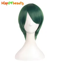 MapofBeauty, 12 дюймов, короткий парик, темно-зеленый, прямые синтетические волосы, косплей, костюм, парики, вечерние, для мужчин, жаростойкие, натуральные волосы, прическа