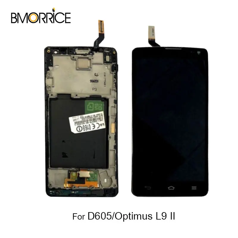 

100% tested Original LCD For LG Optimus L9 II 2 D605 B0567 LCD Display Screen Replacement Part Wit Frame Black White