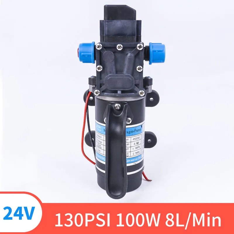 

DC 24V 130PIS 100W 8L / Min High Quality Small Safety High Pressure Miniature Diaphragm Self-priming Pump For Liquid Filling