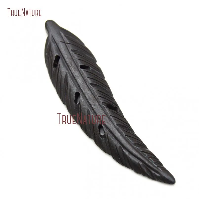 

Black Feather Pendant Black Ox Bone Feather Charm Pendant PM19005