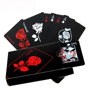 

Gift Poker Golden Playing Cards Set Waterproof Plastic Black Color Poker Card Classic Magic Tricks Tool Poker Games Poker Set
