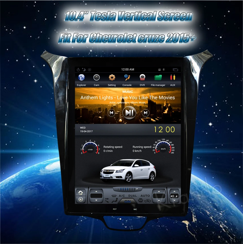 Perfect Krando Android 8.1 10.4" Tesla Vertical screen car audio player gps for Chevrolet Cruze 2015+ multimedia entertainment system 1