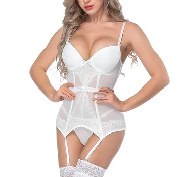 

2018 Hot Sale Fashion Women Bustier and Corset with Cup Sexy Girdle Waist Cincher Bodydoll White Lingerie High Quality