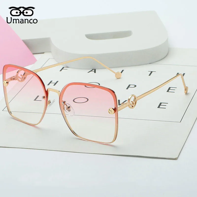 Umanco новые роскошные негабаритные Квадратные Солнцезащитные очки для женщин и мужчин металлическая оправа смола линзы модный дизайнерский бренд пляж туристический подарок - Цвет линз: 04