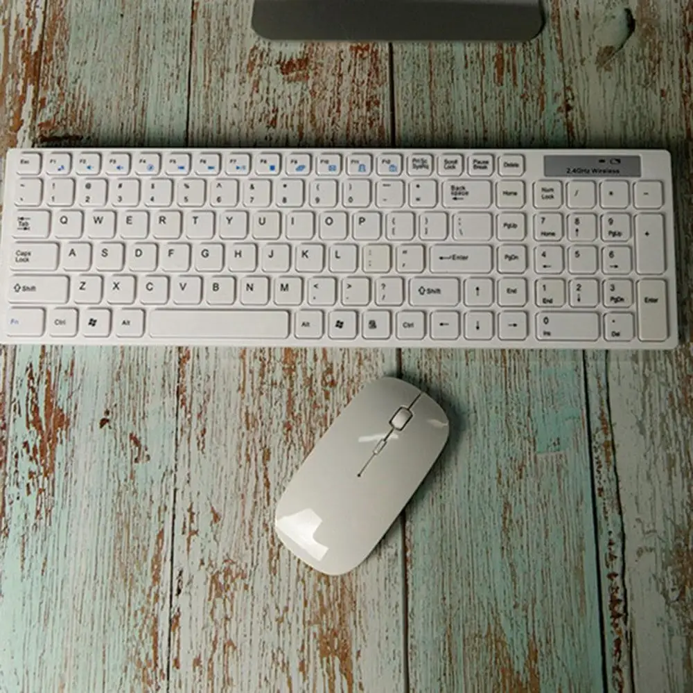 2,4G Ультра-тонкая беспроводная клавиатура и мышь с плоской панелью, оптическая клавиатура и мышь, выделенная для офиса, белый, черный