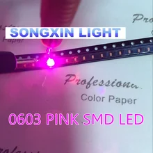 500pcs SMD/SMT супер яркий поверхностного монтажа 0603 1608 светоизлучающий диод светодиодный Диод светодиодный 0603 розовый SMD СВЕТОДИОДНЫЙ