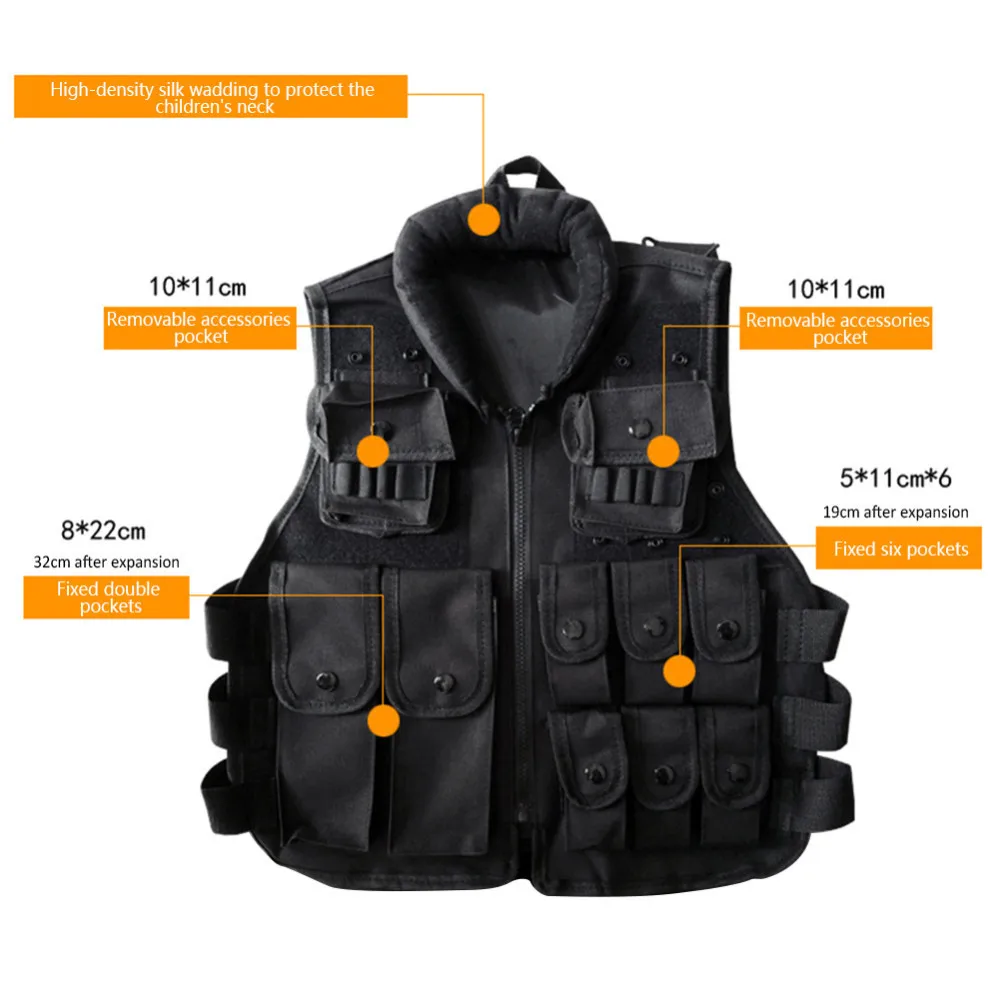 Outdoor Horse Riding Vest Security Guard Children Kids Black Tactical Vest Jacket Waistcoat Tool Holder Toy Clip Darts Outdoor Horse Riding Vest Security Guard Children Kids Black Tactical Vest Jacket Waistcoat Tool Holder Toy Clip Darts