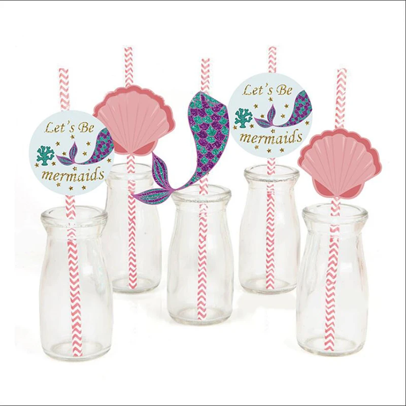 

Mermaid Party Decoration Paper Straw Under The Sea Party Little Mermaid Drinking Supplies Kids Birthday Party Decor Paper Straw