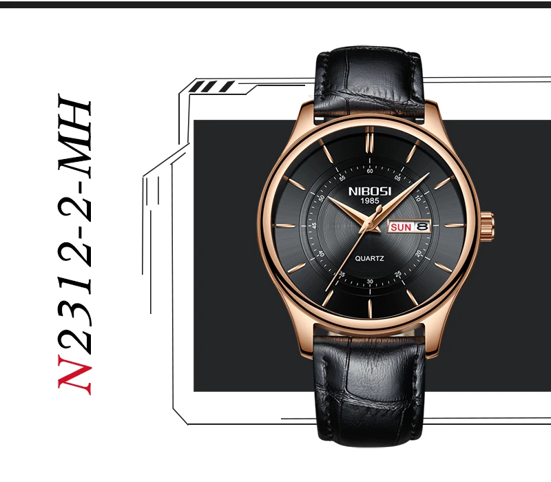 Relogio NIBOSI Watch Men Waterproof Leather And Steel Band Men Watch Date Day Blue Wrist Watch Analog Quartz Fashion Male Clock  (12)