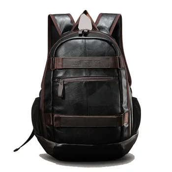 

New Men's PU Leather Backpacks College Student Bag Large Capacity Computer Backpack Schoolbags Travel Bag Mochila Masculina